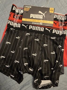Puma Boys' Black & Red Boxer Briefs 3-Pack - Sportstyle